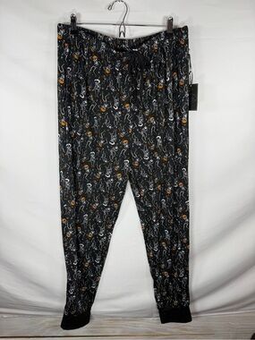 Spooky Night Dancing Skeleton Pajama Pants Large NWT Halloween Joggers Pockets